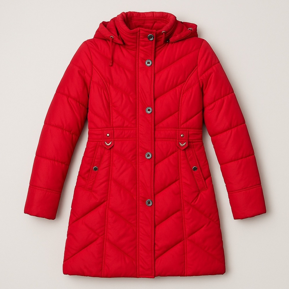 Down Long Coat Red Puffer Parka Jacket -US X-Small –‎ 90% Duck AirgKelDon